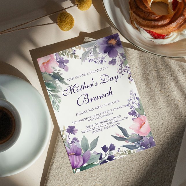 Watercolor Cherry Flowers Mother's Day Brunch Invitation (Creator Uploaded)