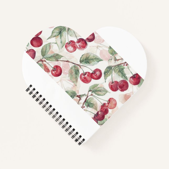Watercolor Cherry Pattern – Botanical Fruit Art Notebook (Front)