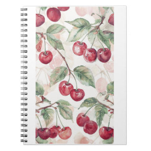 Watercolor Cherry Pattern – Botanical Fruit Art Notebook