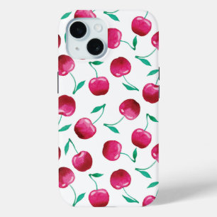Watercolor Cherry Pattern iPhone 15 Case