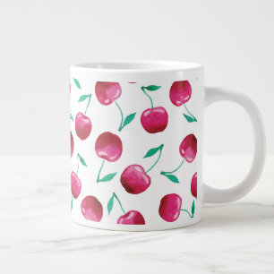 Watercolor Cherry Pattern Large Coffee Mug