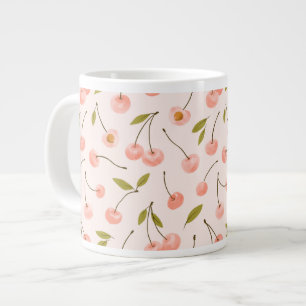 Watercolor Cherry Pattern Large Coffee Mug