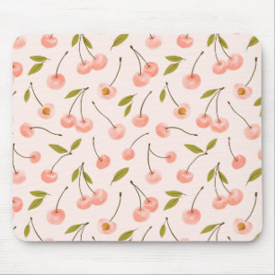 Watercolor Cherry Pattern Mouse Mat