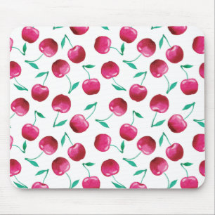 Watercolor Cherry Pattern Mouse Mat