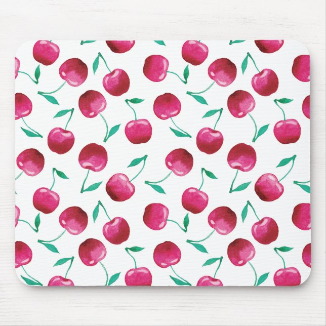 Watercolor Cherry Pattern Mouse Mat (Front)