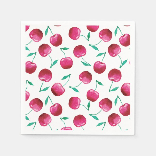 Watercolor Cherry Pattern Napkin (Front)