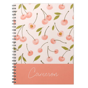 Watercolor Cherry Pattern Notebook