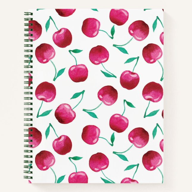 Watercolor Cherry Pattern Notebook (Front)