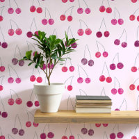 Watercolor Cherry Pattern Pink
