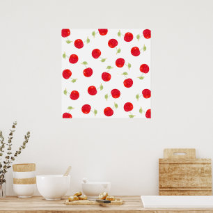 Watercolor Cherry Pattern Poster