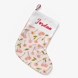 Watercolor Cherry Pattern Small Christmas Stocking