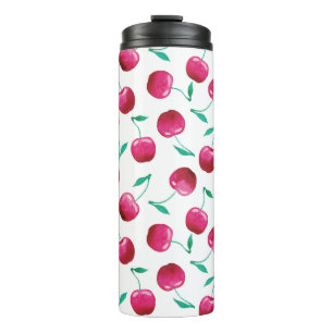 Watercolor Cherry Pattern Thermal Tumbler