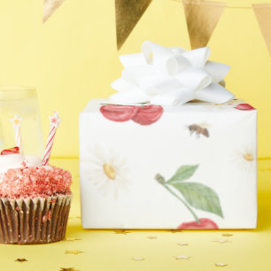 Watercolor Cherry Pattern Wrapping Paper