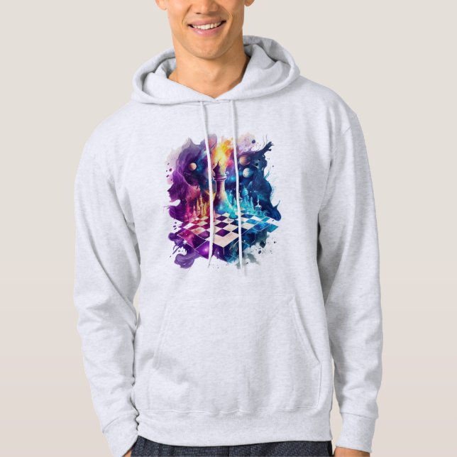 Watercolor Chess Piece Board Hoodie (Front)
