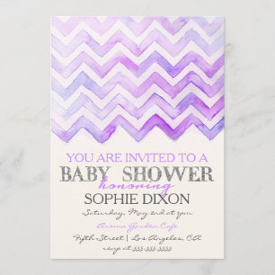 Watercolor Chevron Baby Shower Invitation