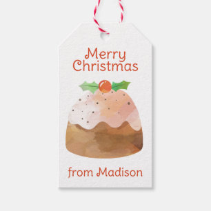 Watercolor Chevron Christmas Dessert Gift Tags