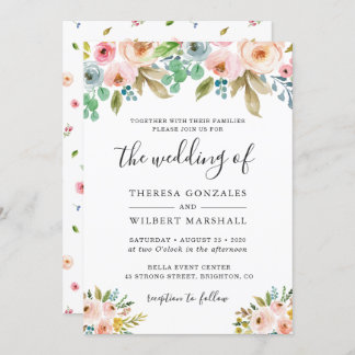 Watercolor Chic Floral Photo Wedding Invitation