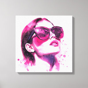 Watercolor Chic Glam Fashion Woman Portrait Canvas Print