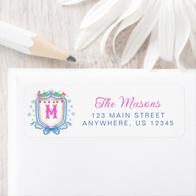 Watercolor Chic Ski Monogram Crest (Insitu)