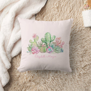 Watercolor Chic Succulents  Cushion