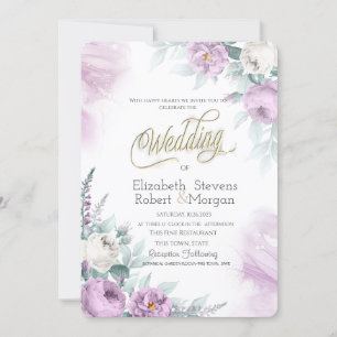 Watercolor Chic Violet Flowers Invitation
