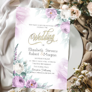 Watercolor Chic Violet Flowers Invitation