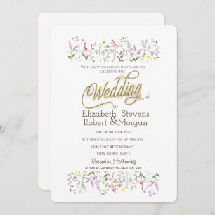 Watercolor Chic Wildflower Wedding  Invitation