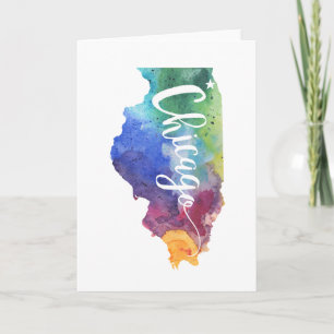 Watercolor Chicago Card