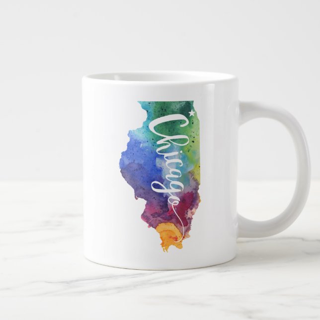 Watercolor Chicago Large Coffee Mug (Right)