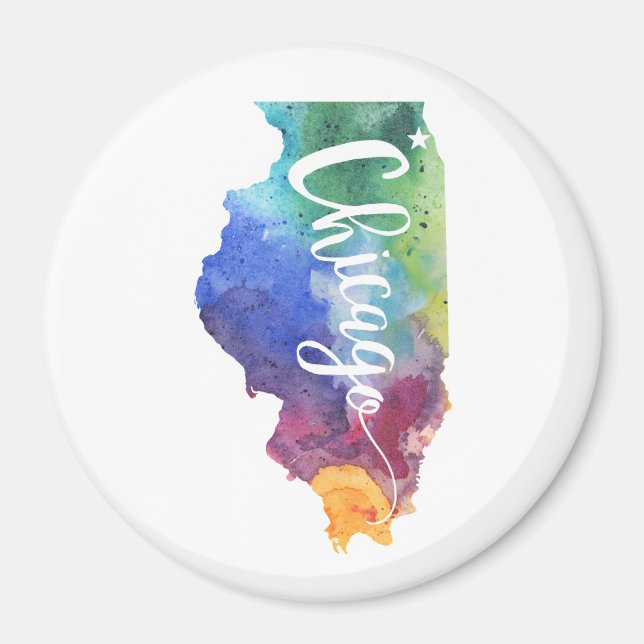 Watercolor Chicago Magnet (Front)
