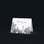 Watercolor Chicago Skyline Thank You Card<br><div class="desc">This thank you card template features a watercolor painting of the Chicago Illinois skyline and an simple script font.</div>