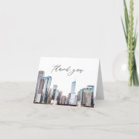 Watercolor Chicago Skyline Thank You Card