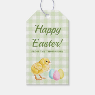 Watercolor Chick And Eggs On Green Happy Easter Gift Tags