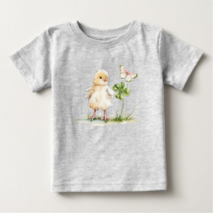 Watercolor Chick With Four-Leaf Clover Baby T-Shirt