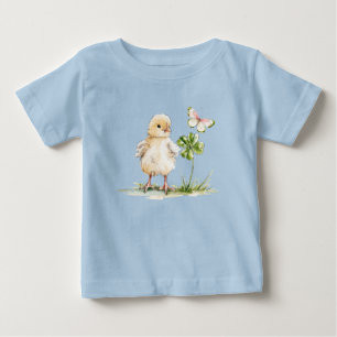 Watercolor Chick With Four-Leaf Clover Baby T-Shirt