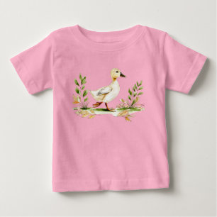 Watercolor Chick With Four-Leaf Clover Baby T-Shirt