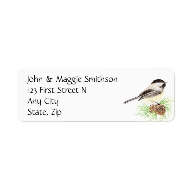 Watercolor Chickadee Address Name Label Customise (Front)