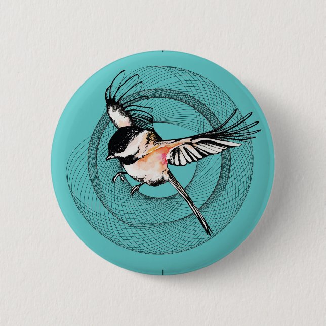 Watercolor Chickadee Button (Front)