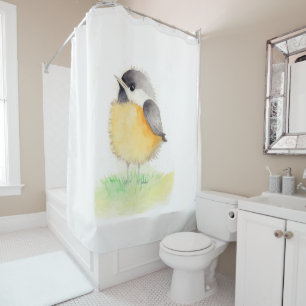 Watercolor Chickadee Shower Curtain