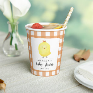 Watercolor Chicken Baby Shower Paper Cups