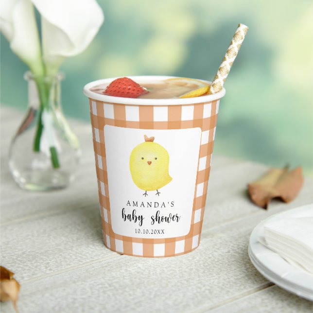 Watercolor Chicken Baby Shower Paper Cups (Insitu)