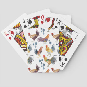 Watercolor Chickens and Eggs Colourful Painting Playing Cards