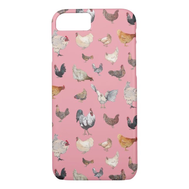 Watercolor Chickens Case-Mate iPhone Case (Back)