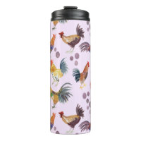 Watercolor Chickens Eggs Barnyard Hens Purple