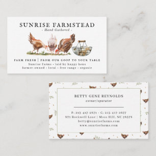 Watercolor Chickens   Farm Fresh Eggs Business Card