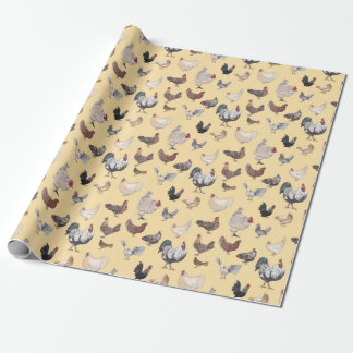 Watercolor Chickens - Hens & Roosters Wrapping Paper