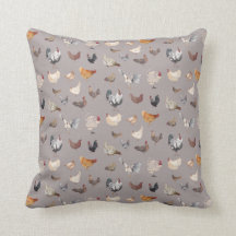 Watercolor Chickens on Warm Grey