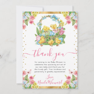 Watercolor Chicks and Eggs Spring Baby Shower Thank You Card