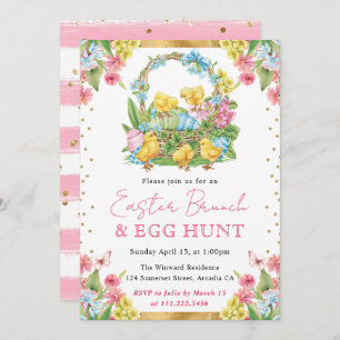 Watercolor Chicks and Eggs Spring Easter Brunch Invitation