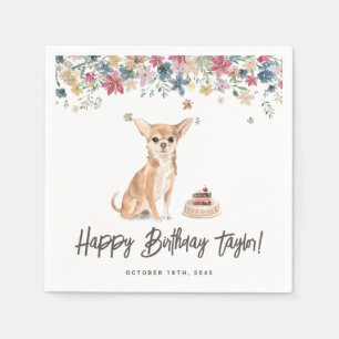 Watercolor Chihuahua Dog Birthday Party Thank You Napkin